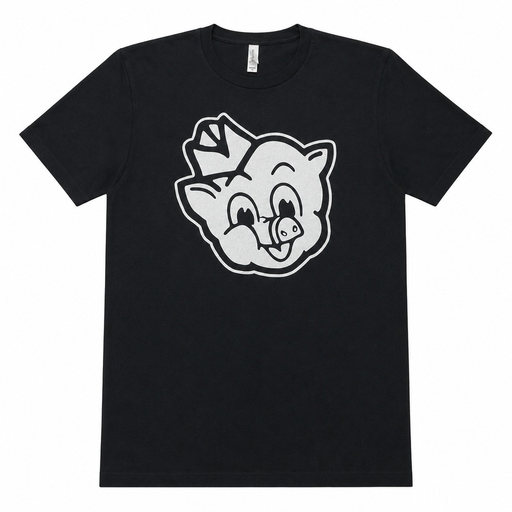 Piggly Wiggly Graphic T-Shirt Black Short Sleeve Crew Neck Cotton Mens Large